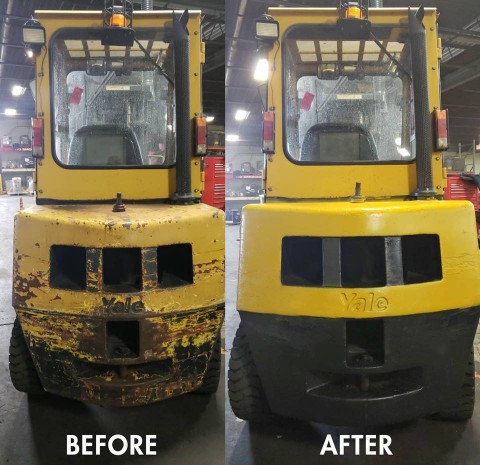 Used Forklift Before and After 